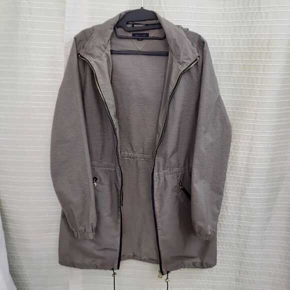 TOMMY HILFIGER Lightweight WindBreaker Brown/Cream Pinstripe Jacket Women's S - Picture 4 of 12